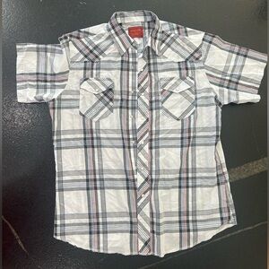 Rustler Wrangler Short Sleeve Pearl Snap Western shirt x-long tails